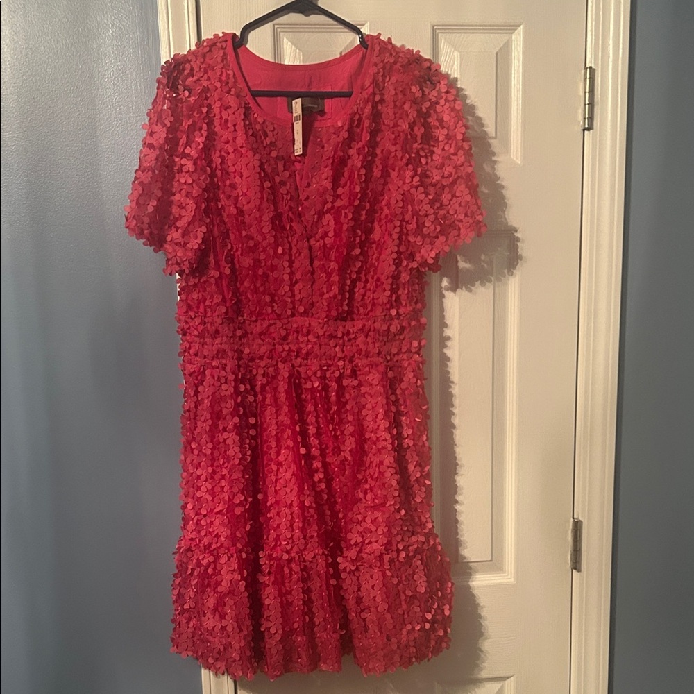 Anthropologie Somerset Hot Pink Flower Dress